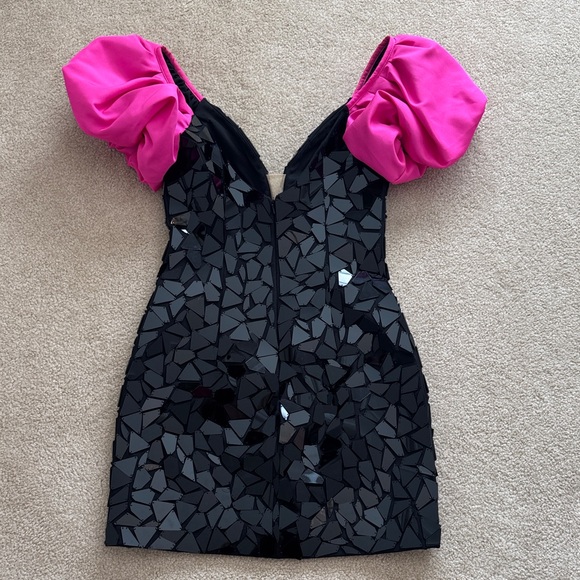 Sherri Hill Black and Pink Mini Dress - Picture 6 of 8